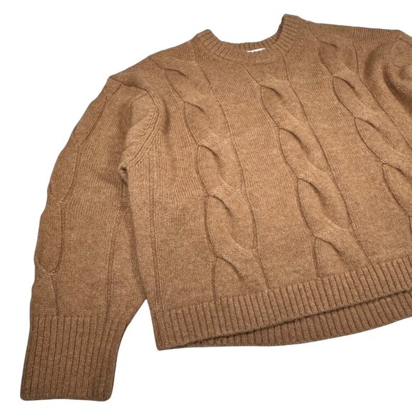 Stockholm Atelier & Other Stories Cable Knit Wool Sweater Sz.S Camel Oversized - Picture 12 of 12